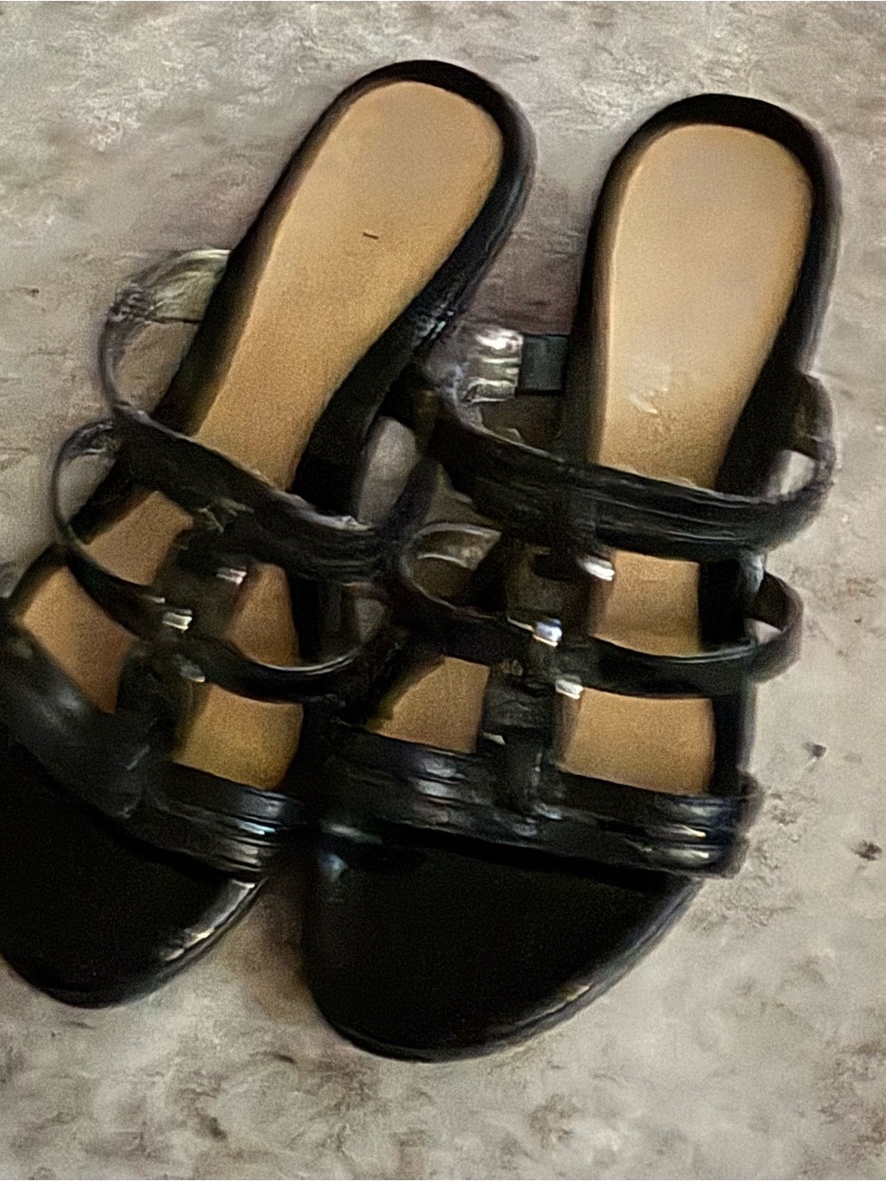Max Studio Black Multi-Strap Slide Mules